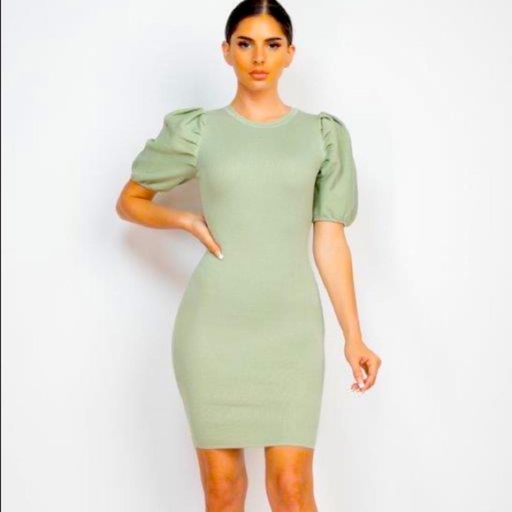 Puff Sleeve Sweater Dress